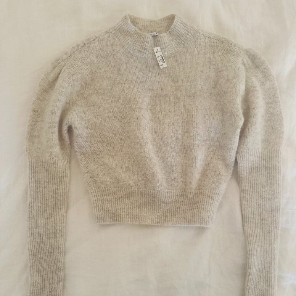 Madewell Alpaca-Blend Mockneck Puff Sleeve Sweater